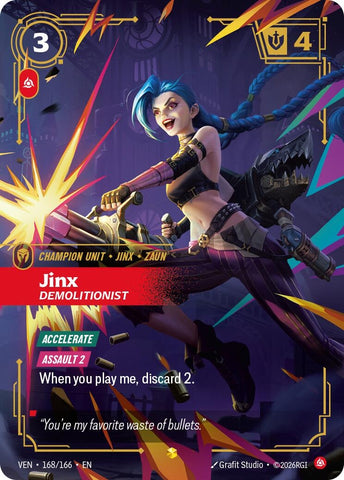 Image for Jinx, Demolitionist (Overnumbered) (168/166) [Vendetta] (VEN) - Riftbound: League of Legends Trading Card Game