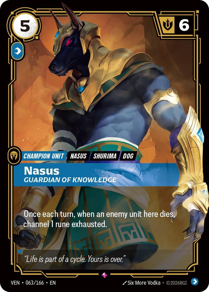 Image for Nasus, Guardian of Knowledge (063/166) [Vendetta] (VEN) - Riftbound: League of Legends Trading Card Game