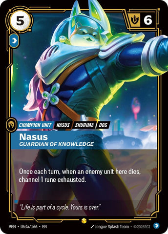 Image for Nasus, Guardian of Knowledge (Alternate Art) (063a/166) [Vendetta] (VEN) - Riftbound: League of Legends Trading Card Game
