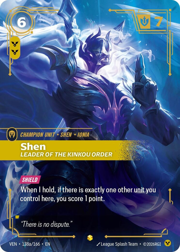 Image for Shen, Leader of the Kinkou Order (Alternate Art) (138a/166) [Vendetta] (VEN) - Riftbound: League of Legends Trading Card Game
