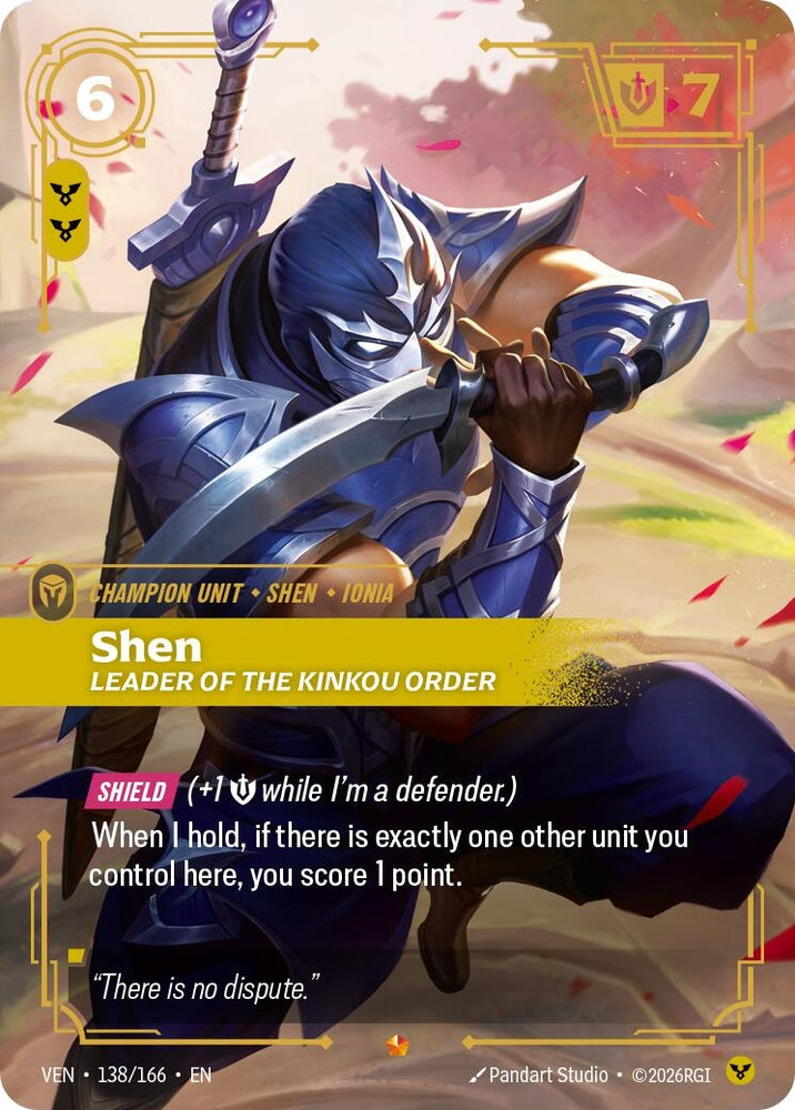 Image for Shen, Leader of the Kinkou Order (138/166) [Vendetta] (VEN) - Riftbound: League of Legends Trading Card Game