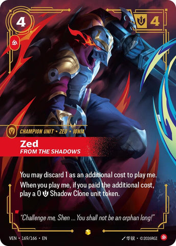 Image for Zed, From the Shadows (Overnumbered) (169/166) [Vendetta] (VEN) - Riftbound: League of Legends Trading Card Game