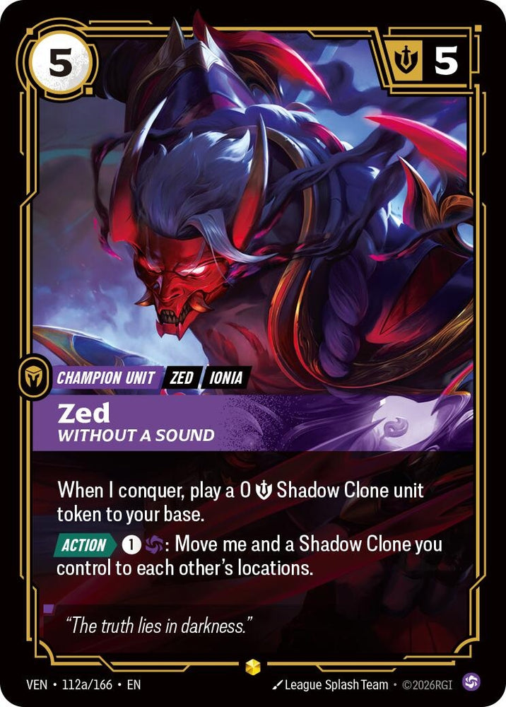 Image for Zed, Without a Sound (Alternate Art) (112a/166) [Vendetta] (VEN) - Riftbound: League of Legends Trading Card Game