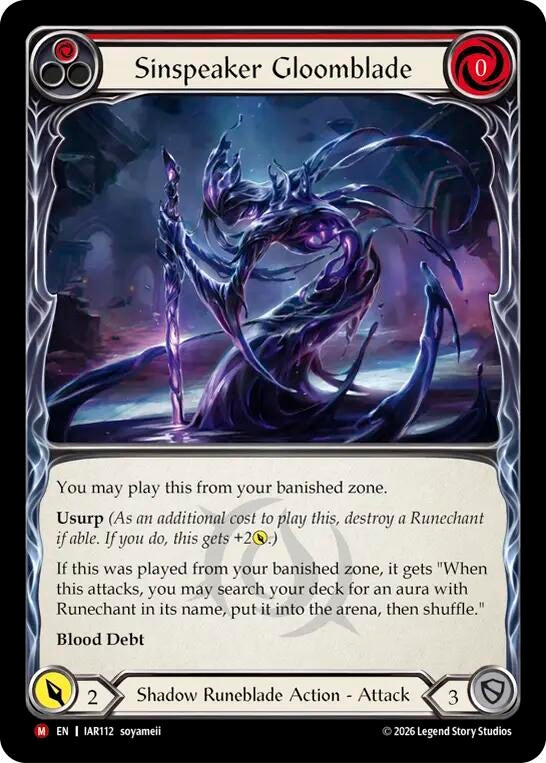 Image for Sinspeaker Gloomblade [Usurp the Shadow Throne] (IAR) - Flesh and Blood TCG