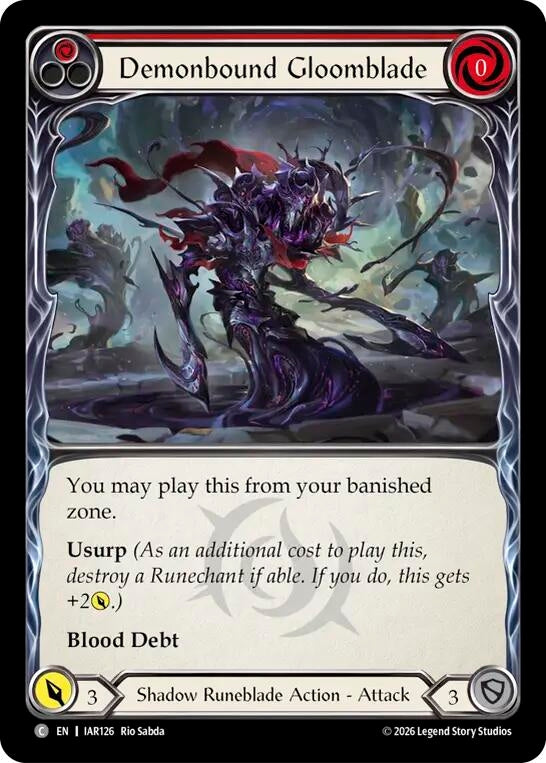Image for Demonbound Gloomblade (Red) [Usurp the Shadow Throne] (IAR) - Flesh and Blood TCG