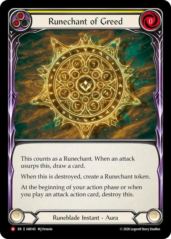 Image for Runechant of Greed [Usurp the Shadow Throne] (IAR) - Flesh and Blood TCG