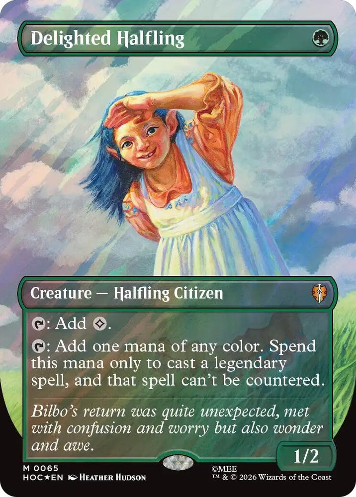 Image for Delighted Halfling (Borderless) (Surge Foil) (65) [The Hobbit: Eternal-Legal] (HOC) - Magic: The Gathering