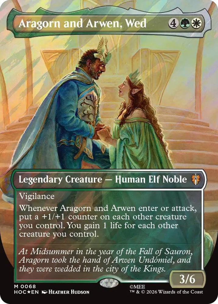 Image for Aragorn and Arwen, Wed (Borderless) (Surge Foil) (68) [The Hobbit: Eternal-Legal] (HOC) - Magic: The Gathering
