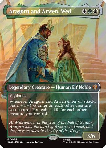 Image for Aragorn and Arwen, Wed (Borderless) (Surge Foil) (68) [The Hobbit: Eternal-Legal] (HOC) - Magic: The Gathering