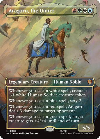 Image for Aragorn, the Uniter (Borderless) (Surge Foil) (69) [The Hobbit: Eternal-Legal] (HOC) - Magic: The Gathering