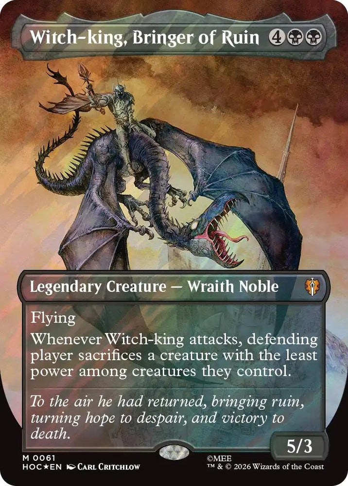 Image for Witch-king, Bringer of Ruin (Borderless) (Surge Foil) (61) [The Hobbit: Eternal-Legal] (HOC) - Magic: The Gathering