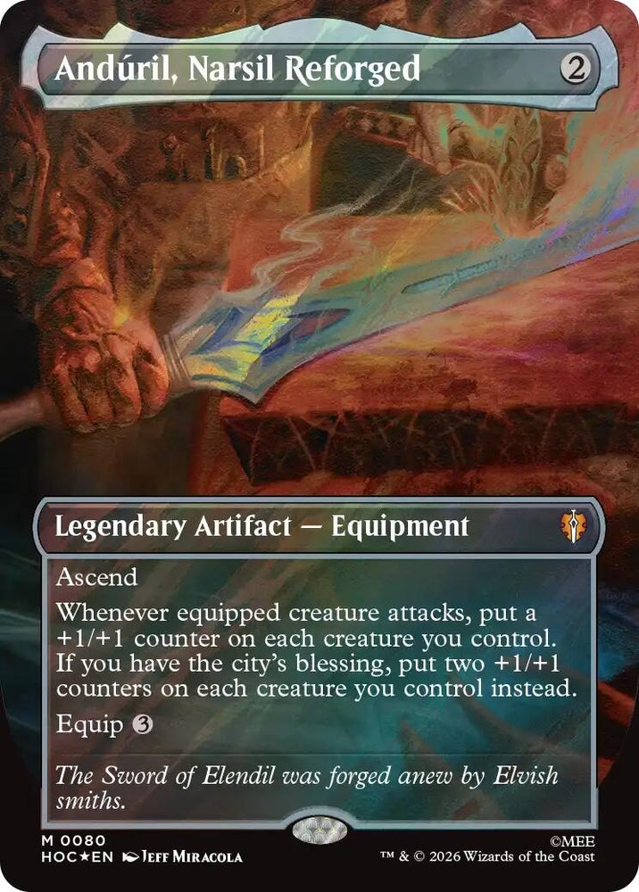Image for Anduril, Narsil Reforged (Borderless) (Surge Foil) (80) [The Hobbit: Eternal-Legal] (HOC) - Magic: The Gathering