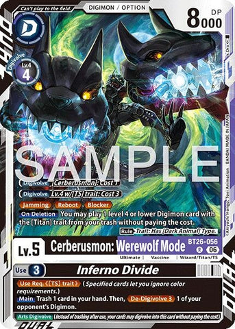 Image for Cerberusmon: Werewolf Mode // Inferno Divide (BT26-056 R) [Timeless Bonds] (BT-26) - Digimon Card Game