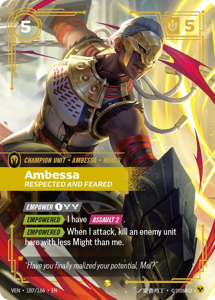 Image for Ambessa, Respected and Feared (Overnumbered) (187/166) [Vendetta] (VEN) - Riftbound: League of Legends Trading Card Game