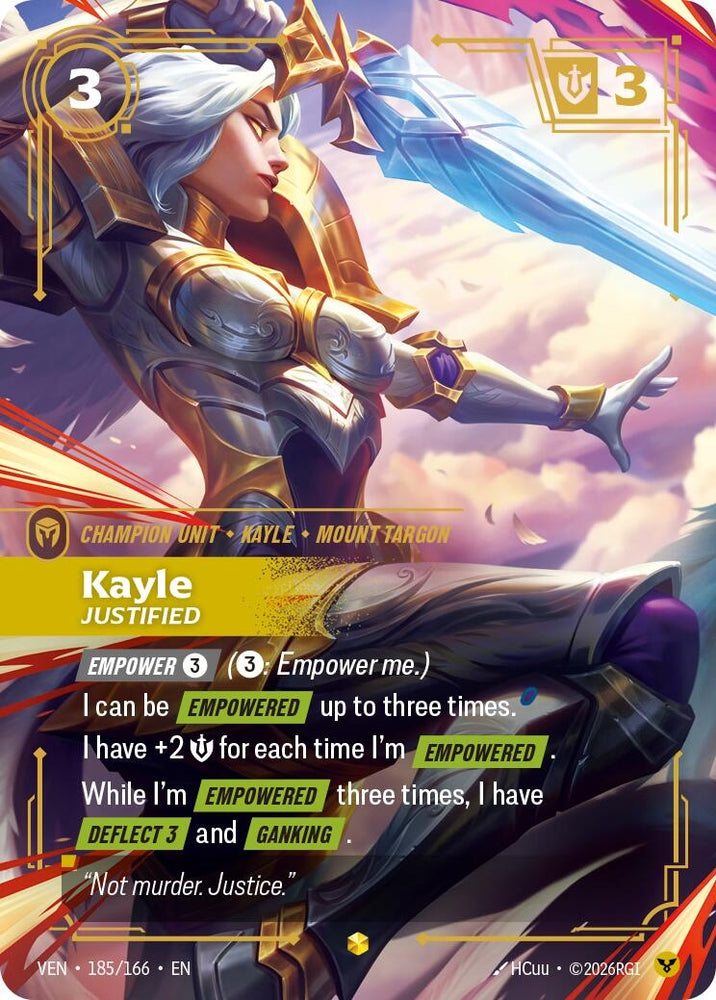 Image for Kayle, Justified (Overnumbered) (185/166) [Vendetta] (VEN) - Riftbound: League of Legends Trading Card Game