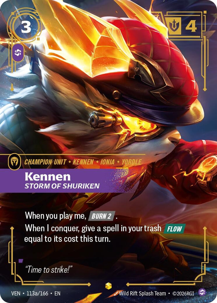 Image for Kennen, Storm of Shuriken (Alternate Art) (113a/166) [Vendetta] (VEN) - Riftbound: League of Legends Trading Card Game