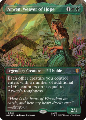 Image for Arwen, Weaver of Hope (Borderless) (Surge Foil) (64) [The Hobbit: Eternal-Legal] (HOC) - Magic: The Gathering