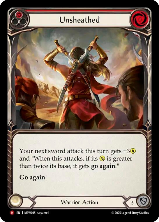 Image for Unsheathed (Red) (MPW035) [Mastery Pack Warrior] (MPW) - Flesh and Blood TCG