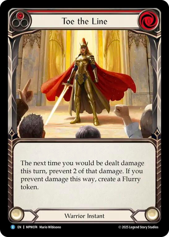 Image for Toe the Line (Red) (MPW074) [Mastery Pack Warrior] (MPW) - Flesh and Blood TCG