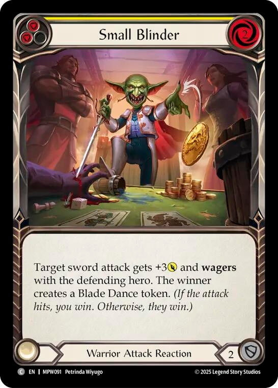 Image for Small Blinder (Yellow) (MPW091) [Mastery Pack Warrior] (MPW) - Flesh and Blood TCG