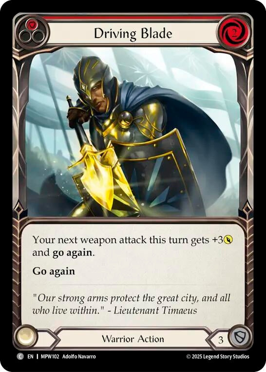 Image for Driving Blade (Red) (MPW102) [Mastery Pack Warrior] (MPW) - Flesh and Blood TCG