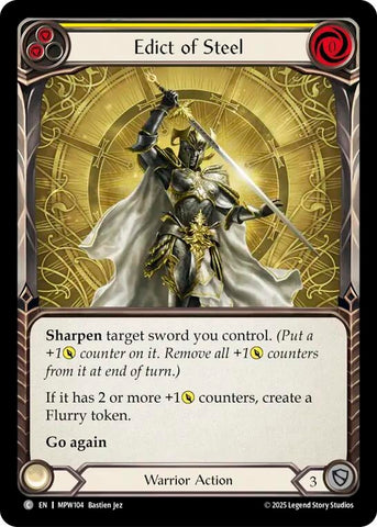 Image for Edict of Steel (Yellow) (MPW104) [Mastery Pack Warrior] (MPW) - Flesh and Blood TCG