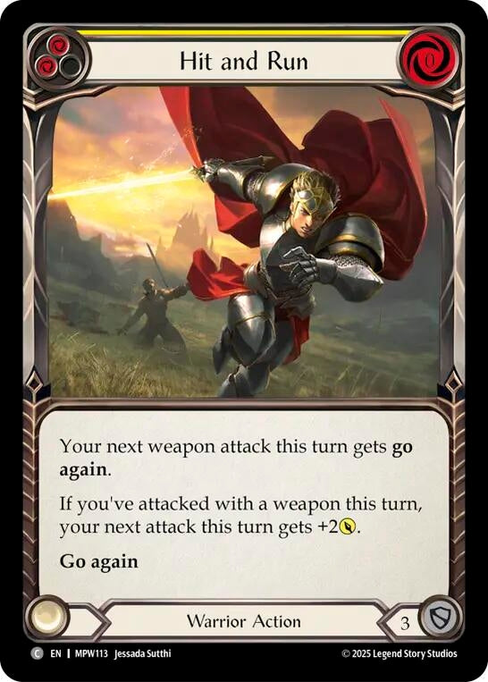 Image for Hit and Run (Yellow) (MPW113) [Mastery Pack Warrior] (MPW) - Flesh and Blood TCG