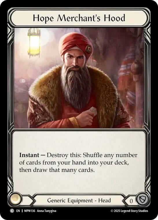 Image for Hope Merchant's Hood (MPW136) [Mastery Pack Warrior] (MPW) - Flesh and Blood TCG