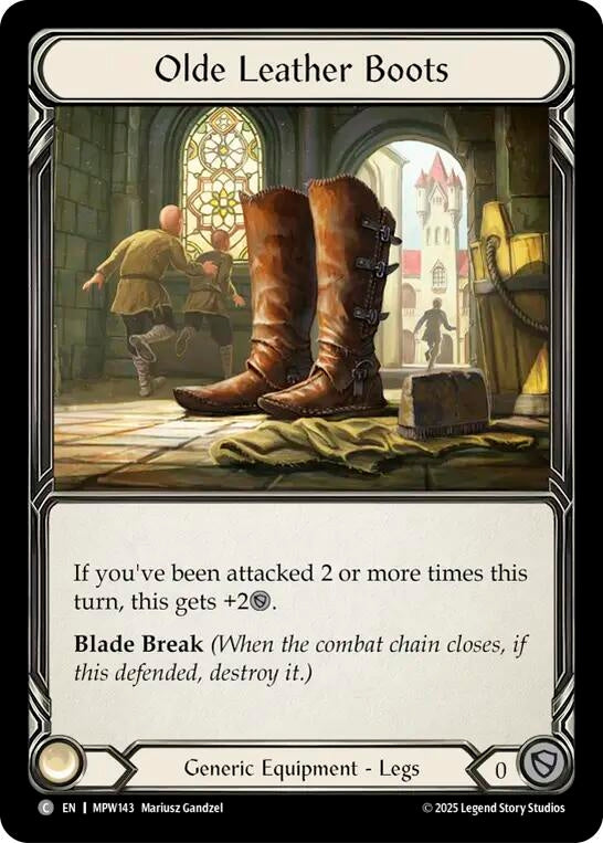 Image for Olde Leather Boots (MPW143) [Mastery Pack Warrior] (MPW) - Flesh and Blood TCG