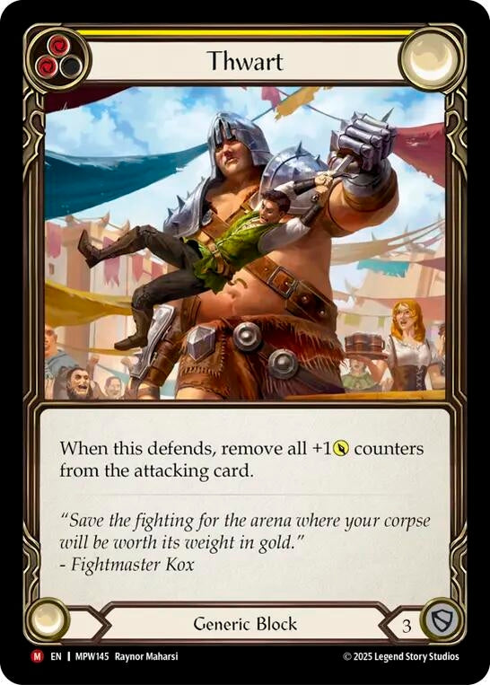 Image for Thwart (Yellow) (MPW145) [Mastery Pack Warrior] (MPW) - Flesh and Blood TCG