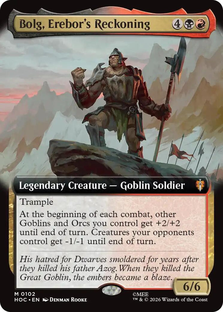 Image for Bolg, Erebor's Reckoning (Extended Art) (102) [The Hobbit: Eternal-Legal] (HOC) - Magic: The Gathering