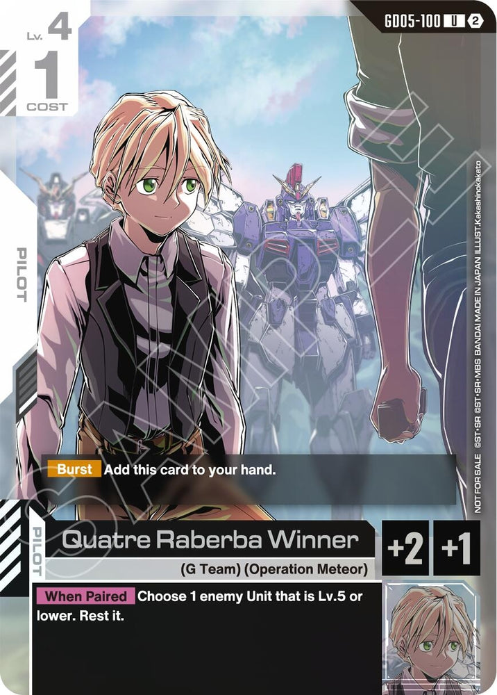 Image for Quatre Raberba Winner (Event Pack 02) (GD05-100) [Gundam Promotional Cards] (GCG-PR) - Gundam Card Game