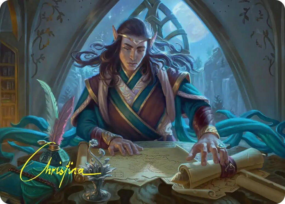 Image for Elrond, Moon-Reader Art Card (Gold-Stamped Signature) (9) [Art Series: The Hobbit] (ASHOB) - Magic: The Gathering