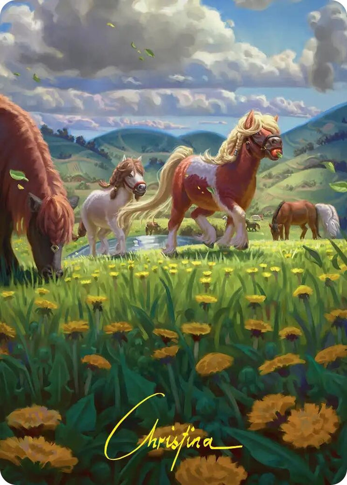 Image for Troop of Ponies Art Card (Gold-Stamped Signature) (1) [Art Series: The Hobbit] (ASHOB) - Magic: The Gathering
