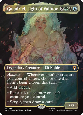 Image for Galadriel, Light of Valinor (Borderless) (Surge Foil) (72) [The Hobbit: Eternal-Legal] (HOC) - Magic: The Gathering
