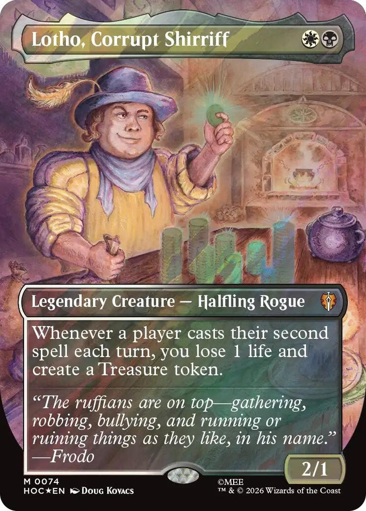 Image for Lotho, Corrupt Shirriff (Borderless) (Surge Foil) (74) [The Hobbit: Eternal-Legal] (HOC) - Magic: The Gathering