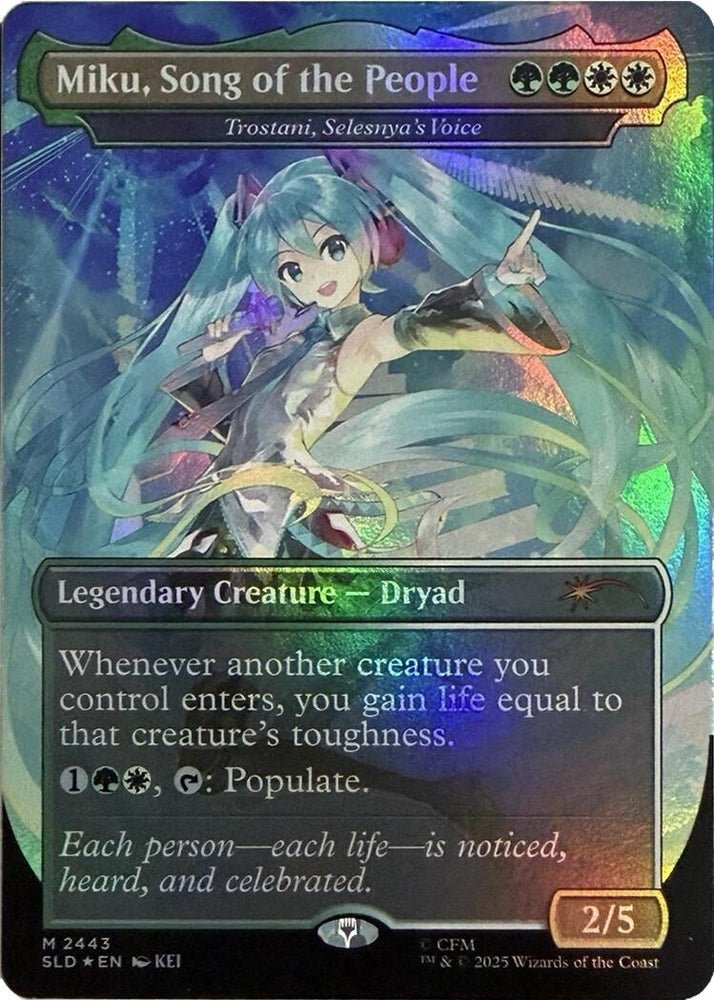 Image for Miku, Song of the People - Trostani, Selesnya's Voice (Display Commander) - Thick Stock (2443) [Secret Lair Drop Series] (SLD) - Magic: The Gathering