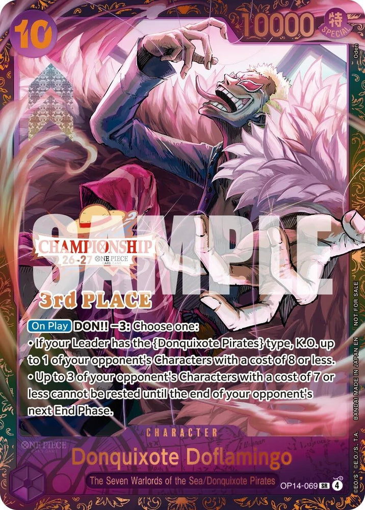 Image for Donquixote Doflamingo (CS 26-27 3rd Place Trophy Card) [One Piece Promotion Cards] (OP-PR) - One Piece Card Game