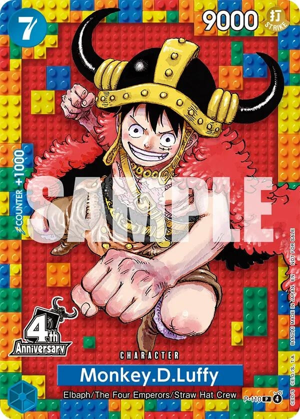 Image for Monkey.D.Luffy (4th Anniversary) (P-110) [One Piece Promotion Cards] (OP-PR) - One Piece Card Game
