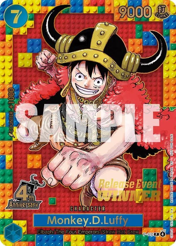 Image for Monkey.D.Luffy (4th Anniversary) (Winner) (P-110) [One Piece Promotion Cards] (OP-PR) - One Piece Card Game