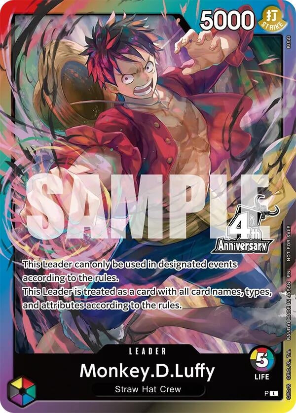 Image for Monkey.D.Luffy (4th Anniversary Leader Card) [One Piece Promotion Cards] (OP-PR) - One Piece Card Game
