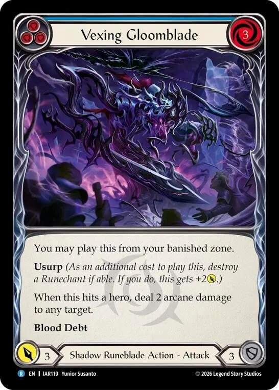 Image for Vexing Gloomblade (Blue) [Usurp the Shadow Throne] (IAR) - Flesh and Blood TCG