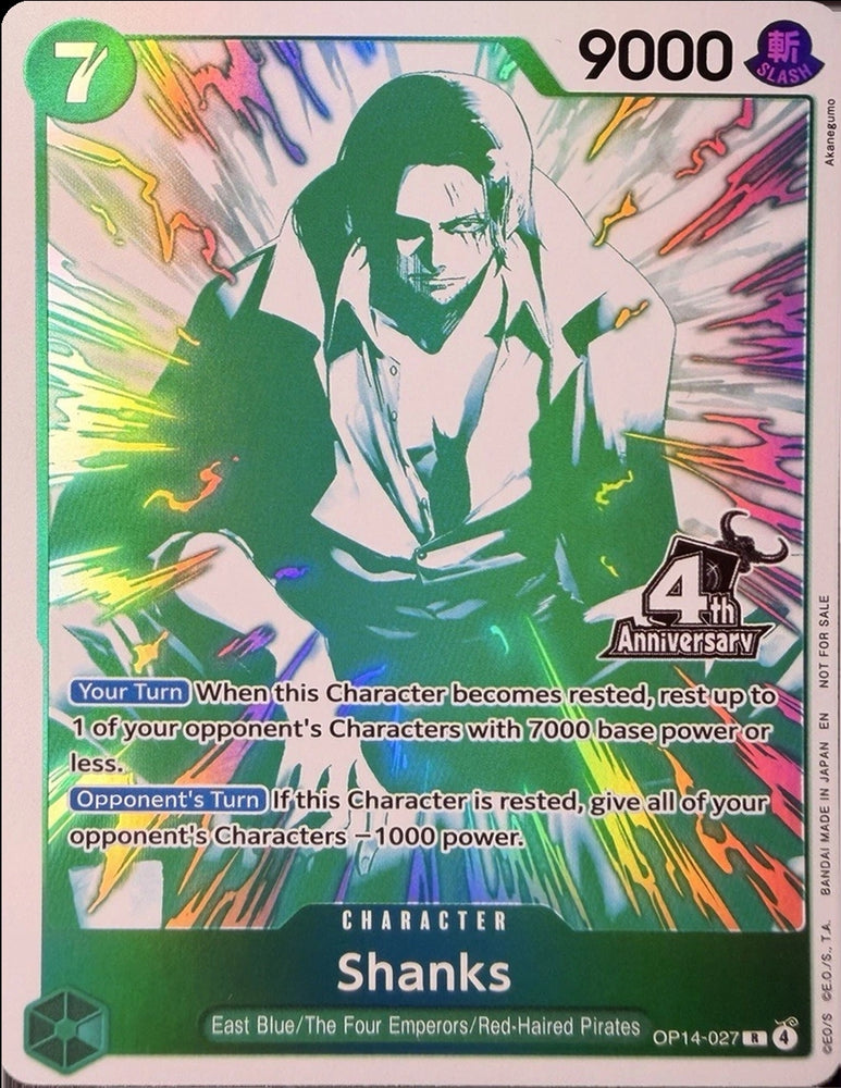 Image for Shanks (4th Anniversary Treasure Campaign Pack) (OP14-027) [One Piece Promotion Cards] (OP-PR) - One Piece Card Game