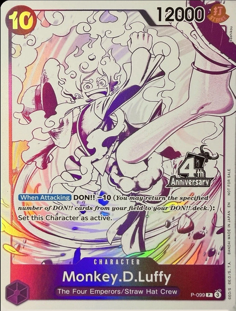 Image for Monkey.D.Luffy (4th Anniversary Treasure Campaign Pack) (P-099) [One Piece Promotion Cards] (OP-PR) - One Piece Card Game