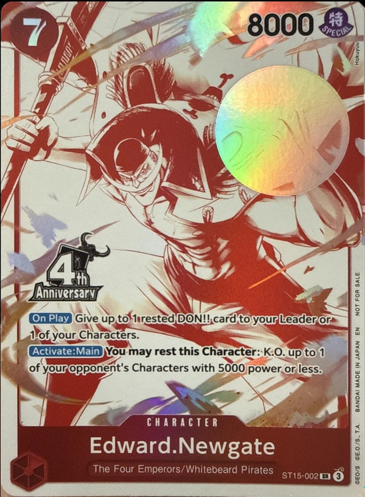 Image for Edward.Newgate (4th Anniversary Treasure Campaign Pack) (ST15-002) [One Piece Promotion Cards] (OP-PR) - One Piece Card Game