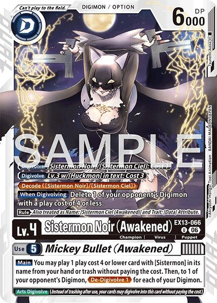 Image for Sistermon Noir (Awakened) // Mickey Bullet (Awakened) [Chivalrous XIII] (EX-13) - Digimon Card Game