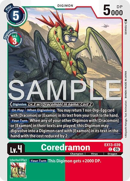 Image for Coredramon - EX13-039 [Chivalrous XIII] (EX-13) - Digimon Card Game