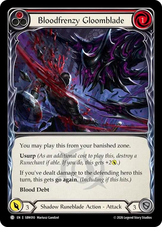 Image for Bloodfrenzy Gloomblade (Red) [Silver Age: Usurp the Shadow Throne] (SAT) - Flesh and Blood TCG