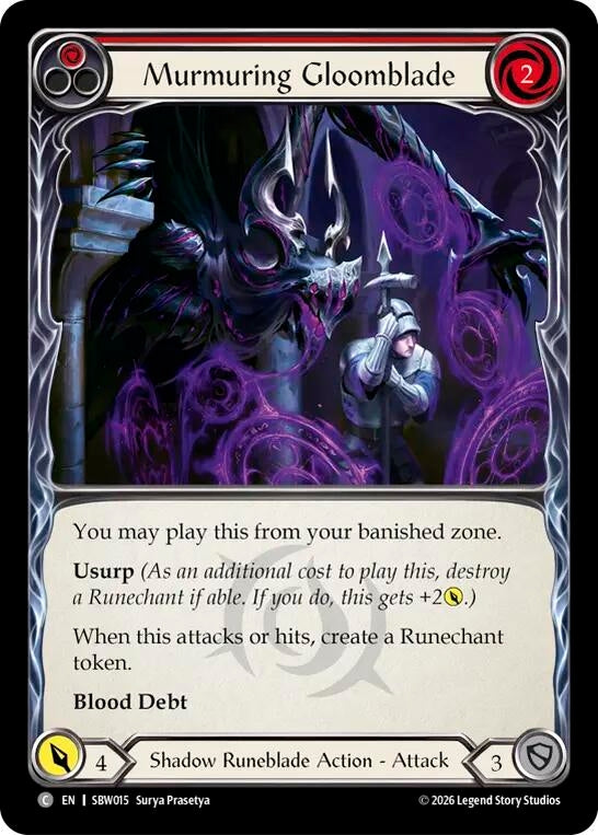 Image for Murmuring Gloomblade (Red) [Silver Age: Usurp the Shadow Throne] (SAT) - Flesh and Blood TCG