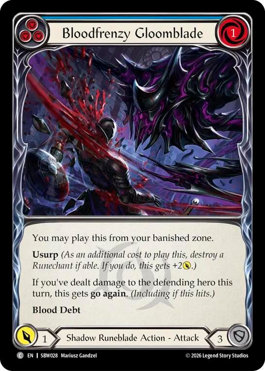 Image for Bloodfrenzy Gloomblade (Blue) [Silver Age: Usurp the Shadow Throne] (SAT) - Flesh and Blood TCG